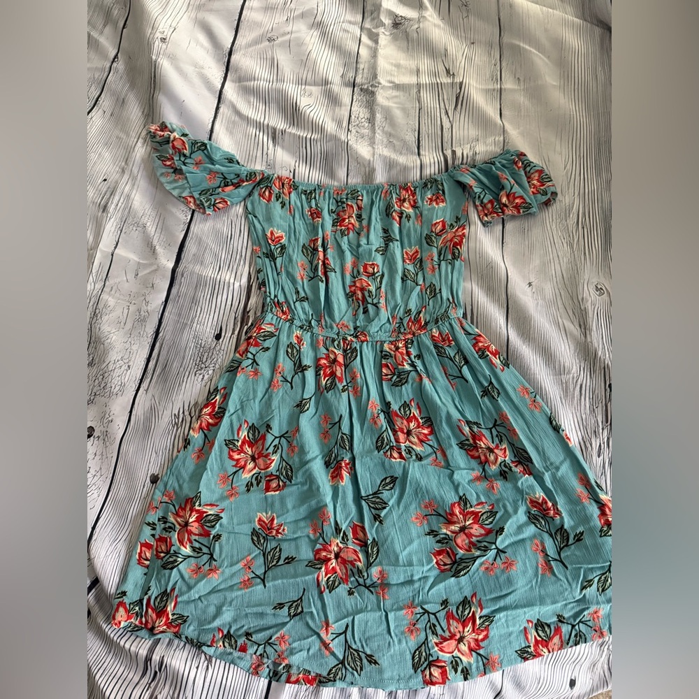 Exist Teal and Red Floral short dress